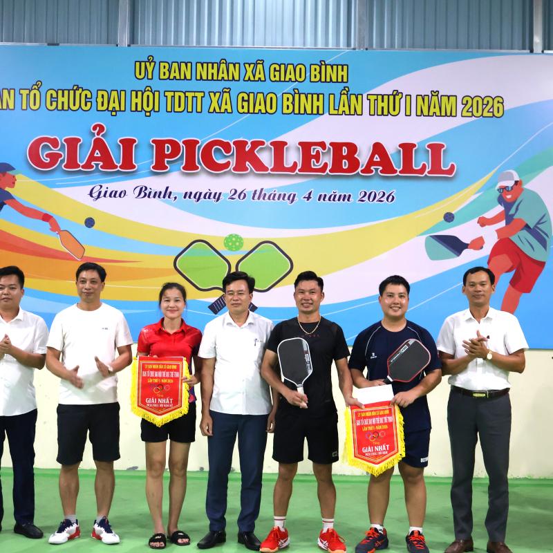 Xã Giao Bình tổ chức thành công giải thi đấu môn Pickleball tại Đại hội Thể dục thể thao xã lần thứ I năm 2026