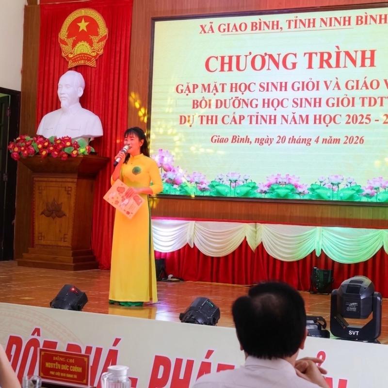 Xã Giao Bình gặp mặt giáo viên bồi dưỡng, học sinh giỏi thể dục thể thao cấp tỉnh năm 2026