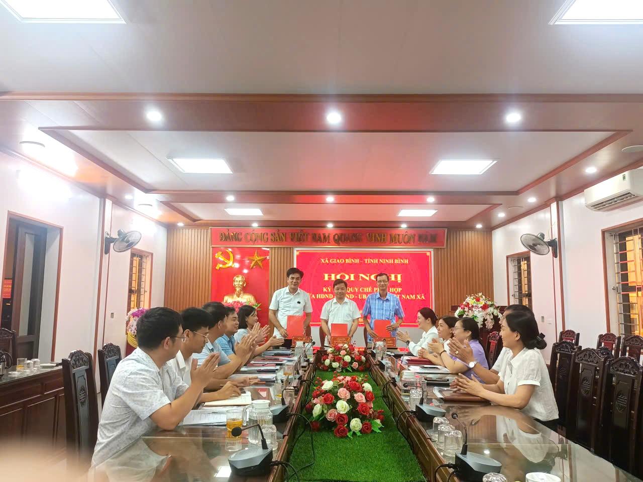 Xã Giao Bình tổ chức hội nghị ký kết quy chế phối hợp giữa HĐND – UBND – UB MTTQ Việt Nam xã