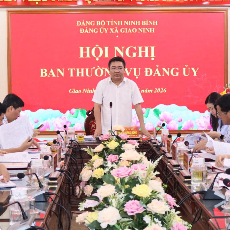 Ban Thường vụ Đảng ủy xã Giao Ninh triển khai nhiệm vụ trọng tâm tháng 6/2026, ký kết quy chế phối hợp giữa HĐND, UBND và Ủy ban MTTQ xã