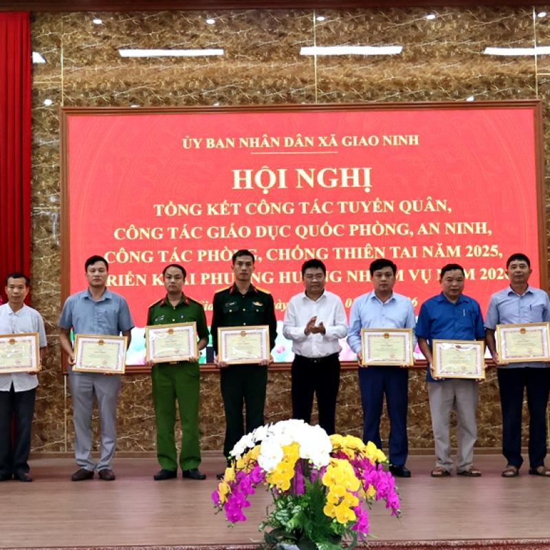 UBND xã tổng kết công tác tuyển quân năm 2026, công tác Quốc phòng an ninh, phòng chống thiên tai năm 2025, nhiệm vụ năm 2026
