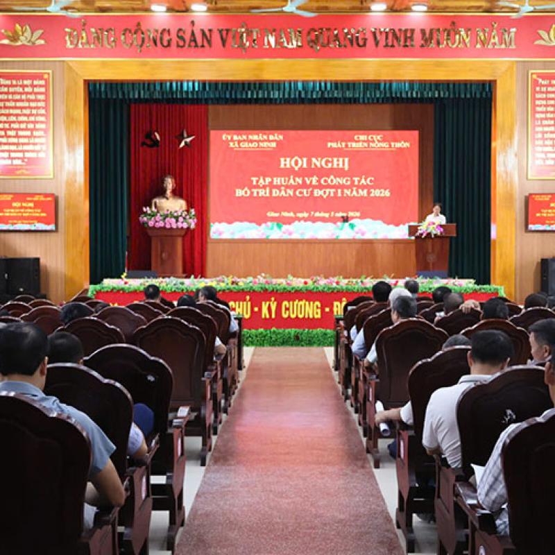 Hội nghị tập huấn bố trí ổn định dân cư năm 2026 tại xã Giao Ninh