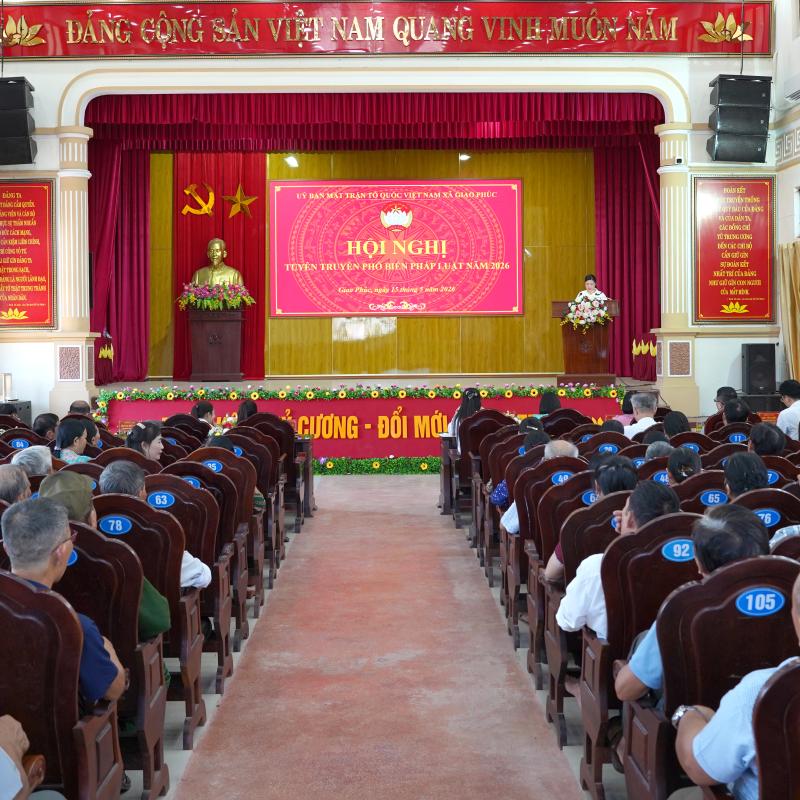 Ủy ban MTTQ Việt Nam xã Giao Phúc tổ chức Hội nghị tuyên truyền, phổ biến pháp luật năm 2026