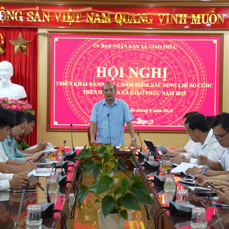 UBND xã Giao Phúc tổ chức Hội nghị triển khai đánh giá, chấm điểm xác định chỉ số cải cách hành chính năm 2025