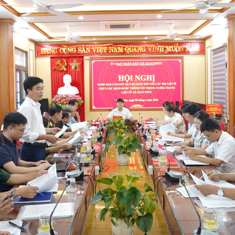 UBND xã Giao Phúc tổ chức Hội nghị nghe báo cáo kết quả rà soát các mộ liệt sĩ chưa xác định được thông tin tại các nghĩa trang liệt sĩ trên địa bàn xã