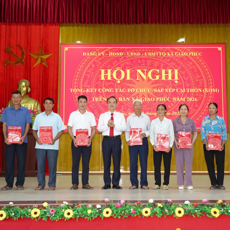 Xã Giao Phúc tổ chức Hội nghị tổng kết công tác tổ chức, sắp xếp lại thôn (xóm) trên địa bàn xã năm 2026