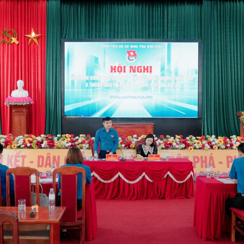 ĐOÀN TNCS HỒ CHÍ MINH TỈNH NINH BÌNH TỔ CHỨC HỘI NGHỊ KIỂM TRA, GIAO BAN CÔNG TÁC ĐOÀN VÀ PHONG TRÀO THANH THIẾU NHI 6 THÁNG ĐẦU NĂM 2026 - CỤM THI ĐUA SỐ 3 TẠI PHƯỜNG HÀ NAM
