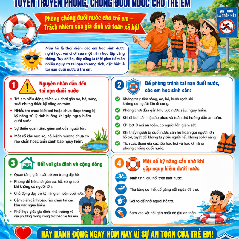 XÃ HIỂN KHÁNH TUYÊN TRUYỀN PHÒNG, CHỐNG ĐUỐI NƯỚC CHO TRẺ EM MÙA HÈ.