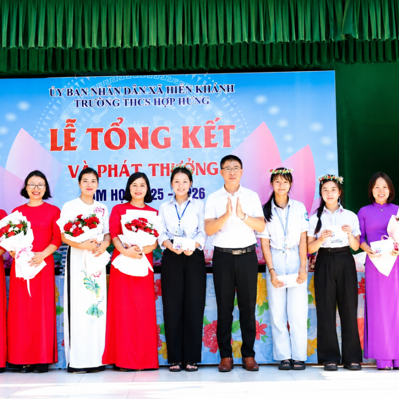 TRƯỜNG THCS HỢP HƯNG, XÃ HIỂN KHÁNH TỔ CHỨC LỄ TỔNG KẾT NĂM HỌC 2025 – 2026.