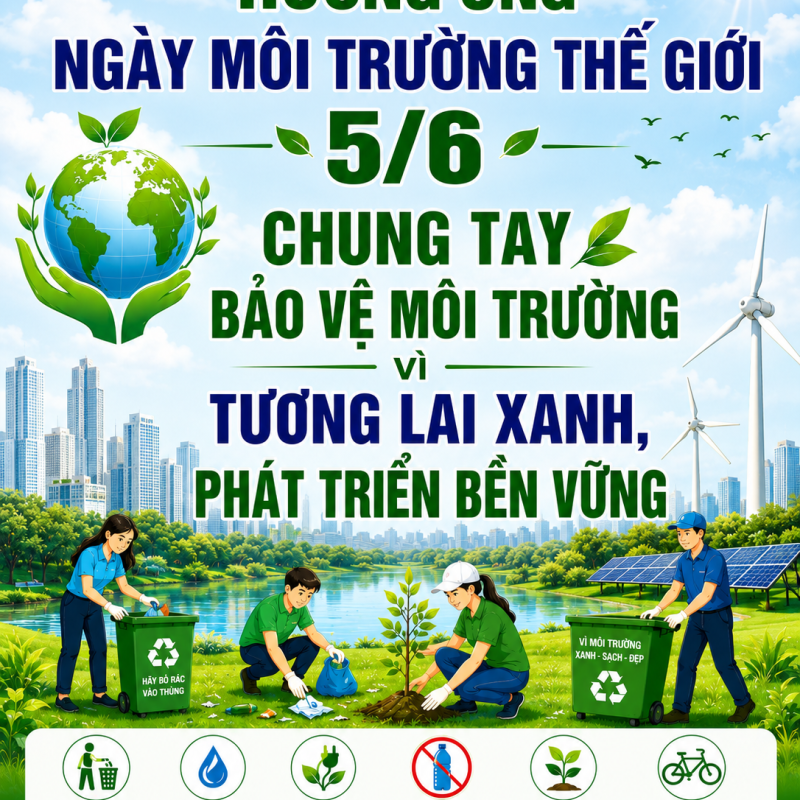 HƯỞNG ỨNG NGÀY MÔI TRƯỜNG THẾ GIỚI (05/6): CHUNG TAY BẢO VỆ MÔI TRƯỜNG VÌ TƯƠNG LAI XANH, PHÁT TRIỂN BỀN VỮNG