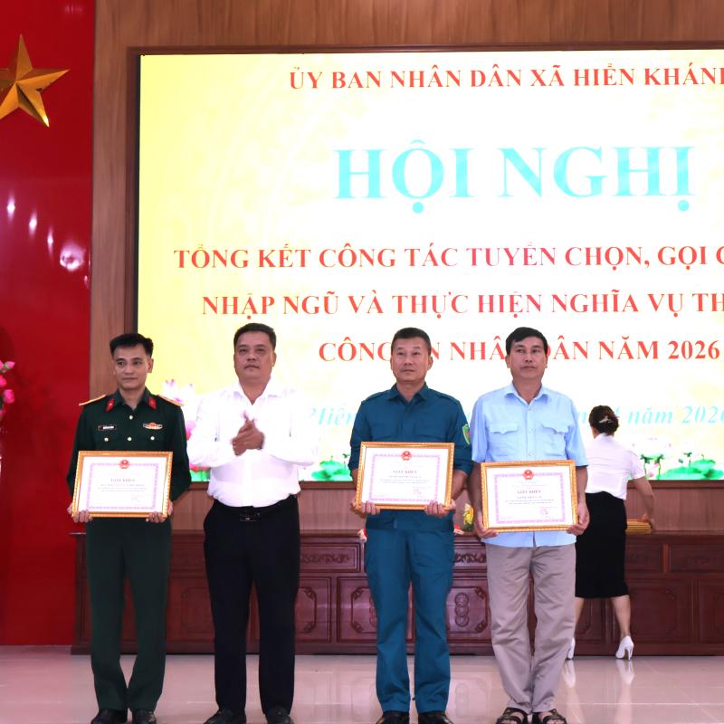 XÃ HIỂN KHÁNH TỔ CHỨC HỘI NGHỊ TỔNG KẾT CÔNG TÁC TUYỂN CHỌN GỌI CÔNG DÂN NHẬP NGŨ VÀ THỰC HIỆN NGHĨA VỤ THAM GIA CÔNG AN NHÂN DÂN NĂM 2026