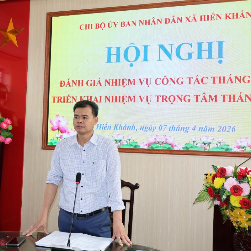 CHI BỘ UBND XÃ HIỂN KHÁNH TỔ CHỨC SINH HOẠT THƯỜNG KỲ THÁNG 4 NĂM 2026.