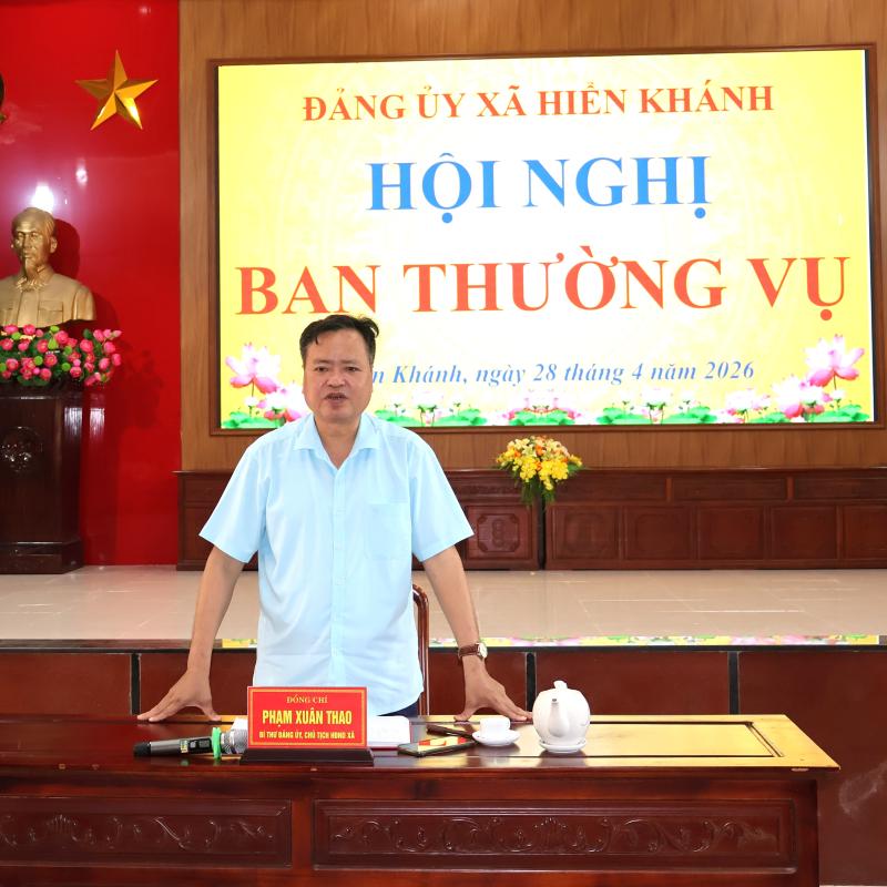 BAN THƯỜNG VỤ ĐẢNG ỦY XÃ HIỂN KHÁNH TỔ CHỨC HỘI NGHỊ ĐÁNH GIÁ KẾT QUẢ THỰC HIỆN NHIỆM VỤ THÁNG 4, TRIỂN KHAI PHƯƠNG HƯỚNG, NHIỆM VỤ THÁNG 5.