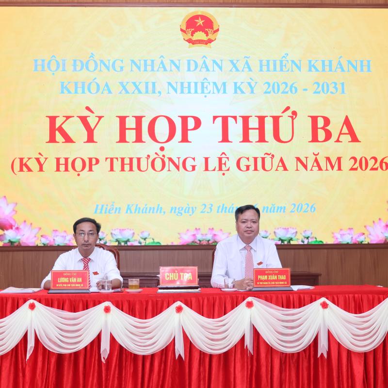 HĐND XÃ HIỂN KHÁNH KHÓA XXII, NHIỆM KỲ 2026 - 2031 TỔ CHỨC THÀNH CÔNG KỲ HỌP THỨ BA.