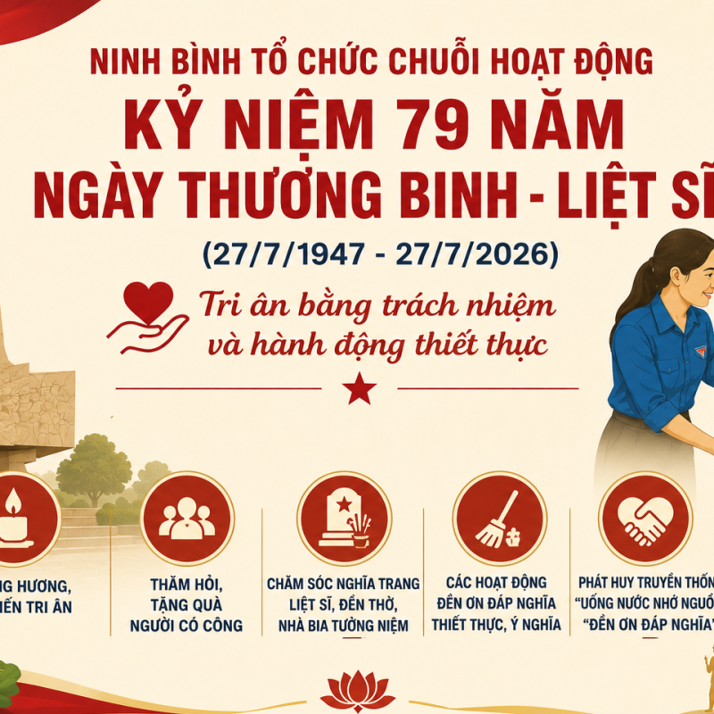 Tổ chức các hoạt động kỷ niệm 79 năm ngày Thương binh - Liệt sĩ (27/7/1947 - 27/7/2026)