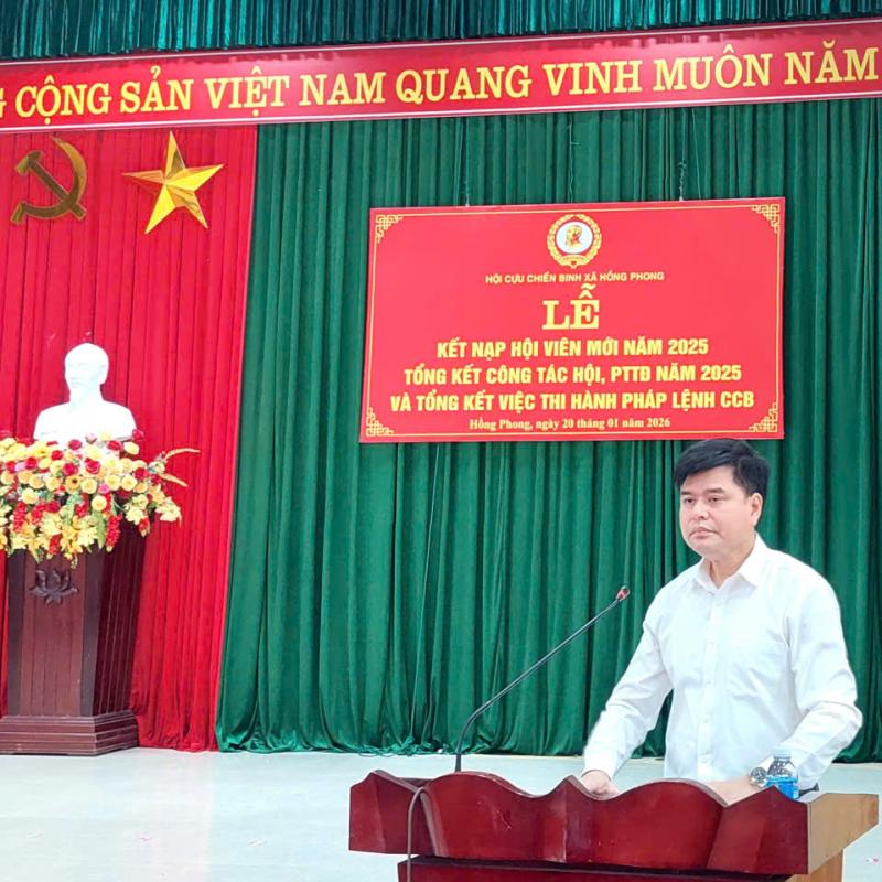 LỄ KẾT NẠP HỘI VIÊN MỚI-TỔNG KẾT PHONG TRÀO HỘI VÀ PHÁP LỆNH CỰU CHIẾN BINH XÃ HỒNG PHONG NĂM 2025 PHƯƠNG HƯỚNG, NHIỆM V