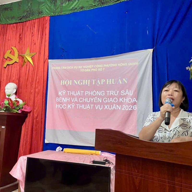 Phường Hồng Quang tập huấn kỹ thuật phòng trừ sâu bệnh và chuyển giao KHKT cho lúa, màu vụ Xuân 2026