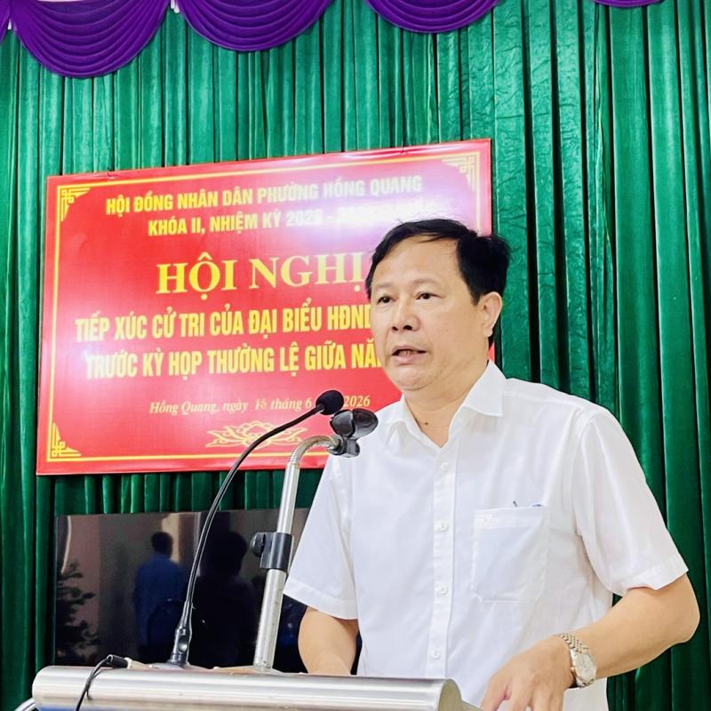 Đồng chí Bí thư Đảng ủy phường tiếp xúc cử tri Tổ dân phố Trại Xám, Tân Trại, Đông Chiền, Giang Đậu và Tổ dân phố Thị trước kỳ họp thường lệ giữa năm 2026 HĐND phường khóa II, nhiệm kỳ 2026-2031