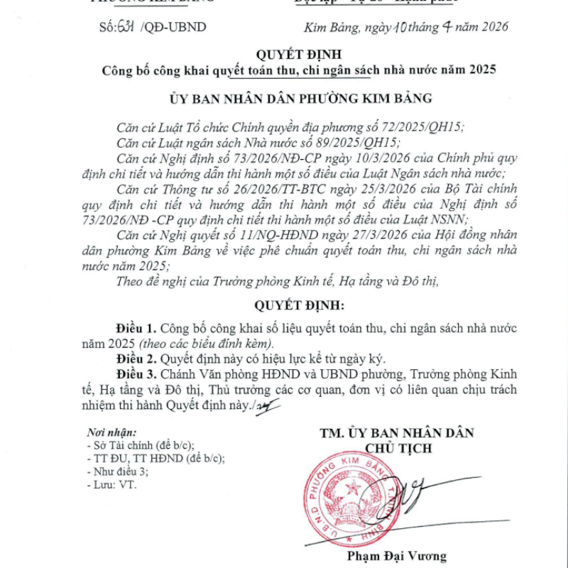 Công bố công khai quyết toán thu, chi ngân sách nhà nước năm 2025