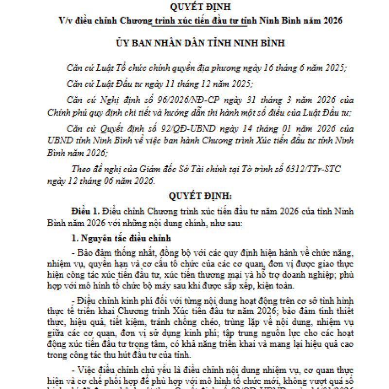 Quyết định về việc điều chỉnh Chương trình xúc tiến Bắn Cá Dubai palace tỉnh Dubai Palace năm 2026