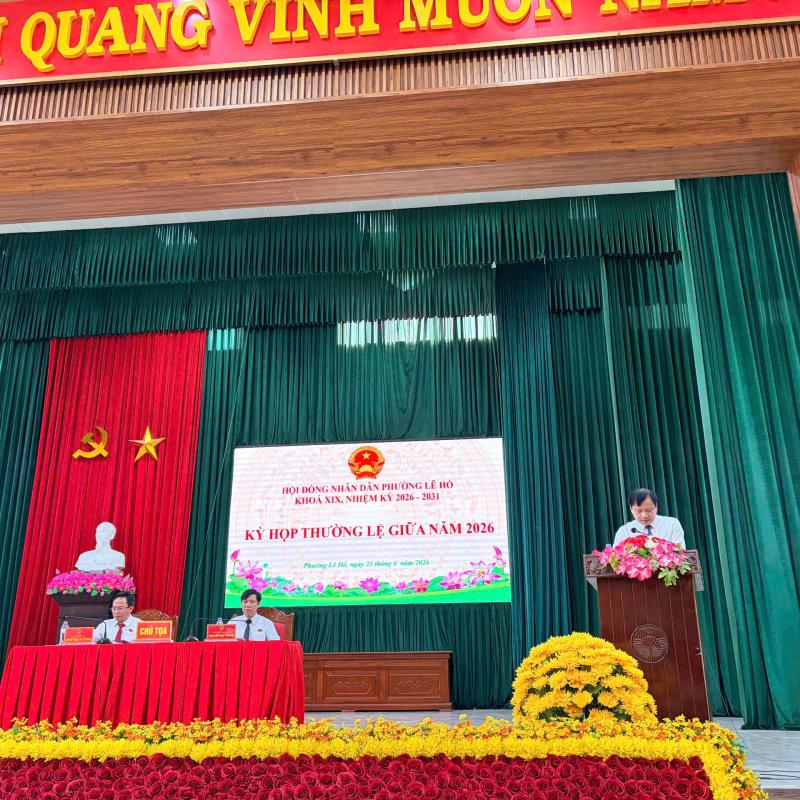 HĐND phường Lê Hồ tổ chức thành công Kỳ họp thứ Hai (kỳ họp thường lệ giữa năm 2026), khóa XIX, nhiệm kỳ 2026 - 2031