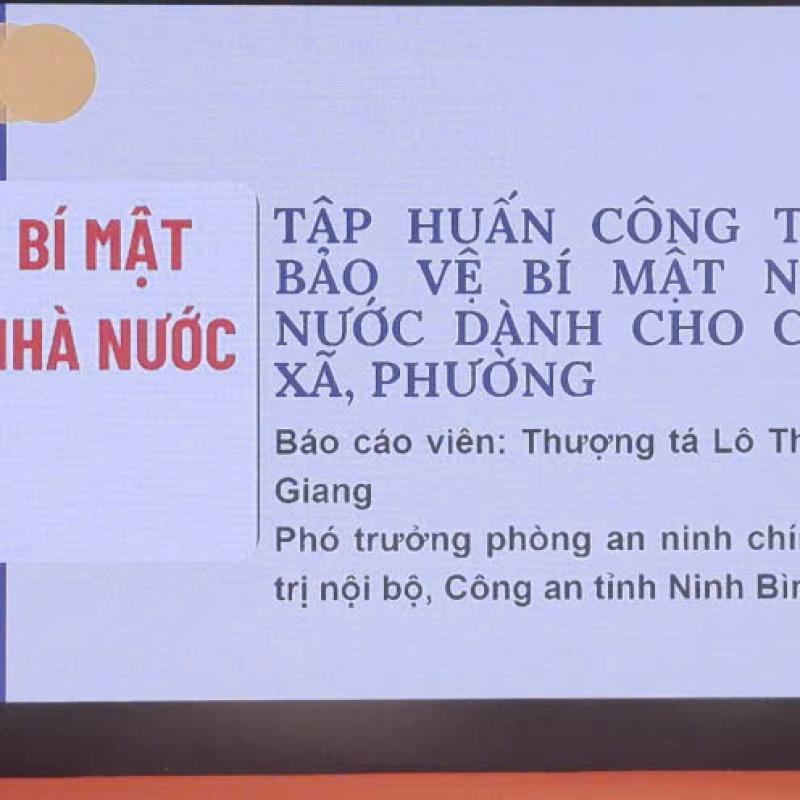 TẬP HUẤN CÔNG TÁC BẢO VỆ BÍ MẬT NHÀ NƯỚC (BMNN) NĂM 2026