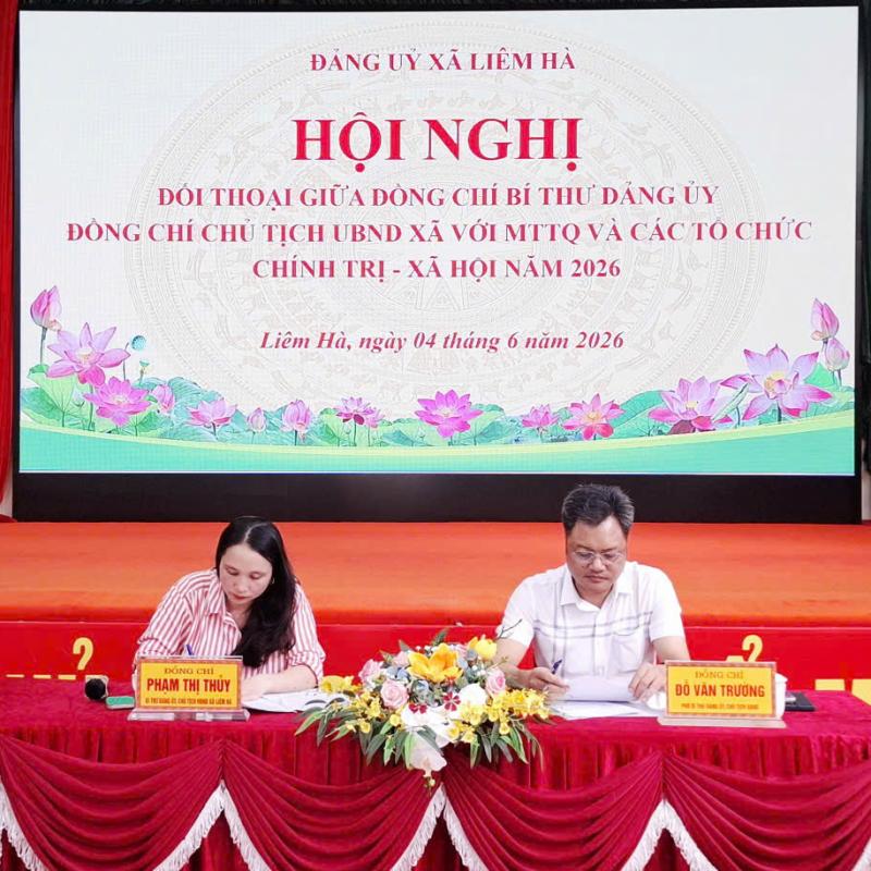 Đảng ủy xã Liêm Hà tổ chức hội nghị đối thoại trực tiếp giữa đồng chí Bí thư Đảng ủy, Chủ tịch UBND xã với MTTQ xã và các đoàn thể chính trị - xã hội