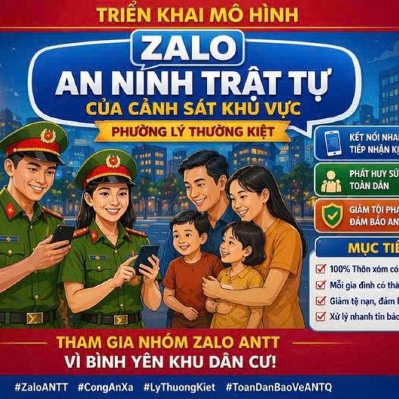 THÔNG BÁO THAM GIA NHÓM ZALO AN NINH TRẬT TỰ PHƯỜNG LÝ THƯỜNG KIỆT
