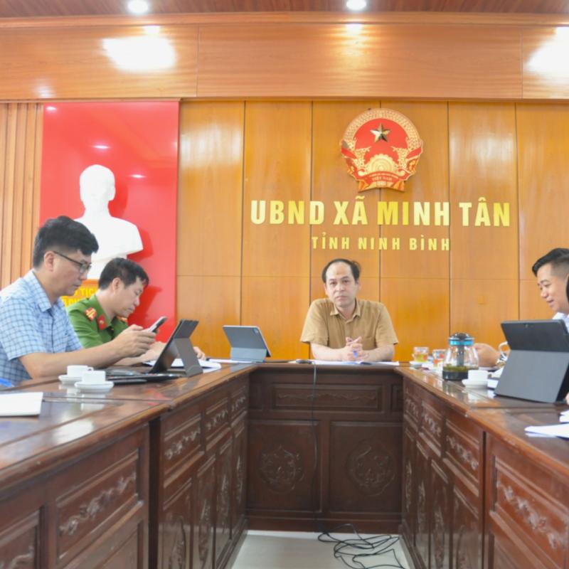 Xã Minh Tân tham dự hội nghị trực tuyến về kiểm tra tiến độ công tác đo đạc, lập bản đồ, hồ sơ địa chính và hoàn thiện cơ sở dữ liệu quốc gia về đất đai trên địa bàn tỉnh