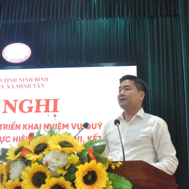 Xã Minh Tân sơ kết công tác quý I, triển khai nhiệm vụ trọng tâm quý II năm 2026 và quán triệt, triển khai thực hiện các chỉ thị, kết luận của Ban Bí thư, Bộ Chính trị, Ban Thường vụ Tỉnh ủy