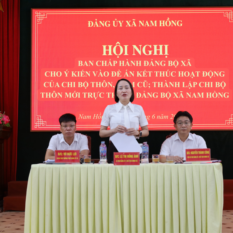 Ban Chấp hành Đảng bộ xã Nam Hồng cho ý kiến vào Đề án kết thúc hoạt động của chi bộ thôn, xóm cũ và thành lập chi bộ thôn mới trực thuộc Đảng bộ xã
