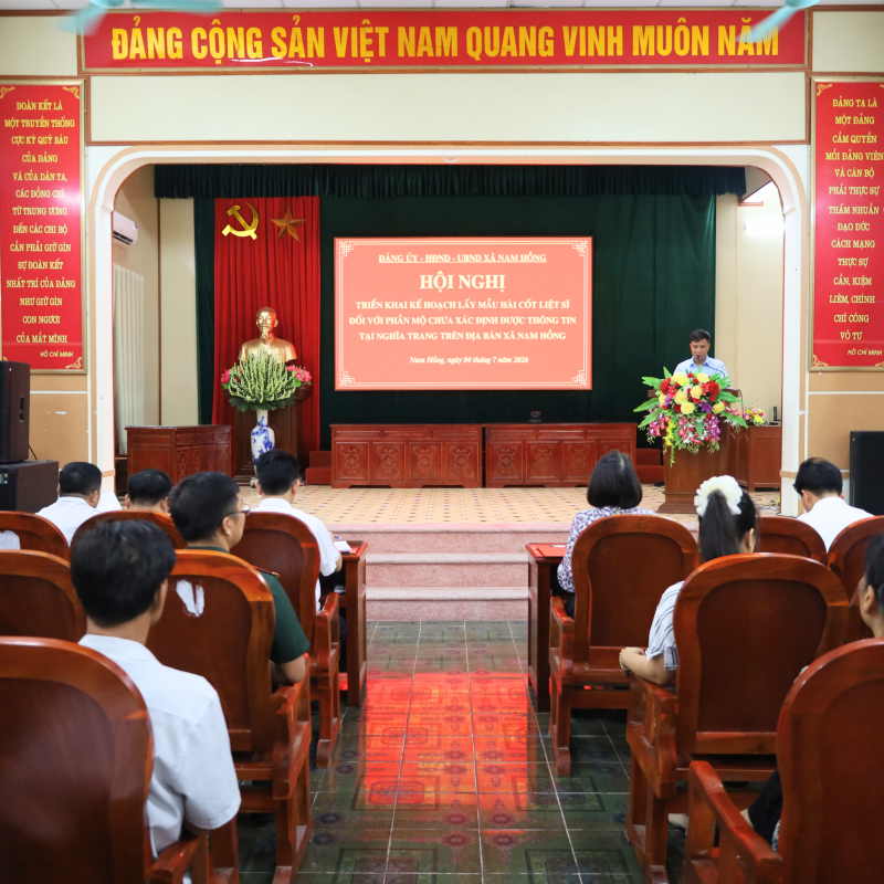 Xã Nam Hồng tổ chức Hội nghị triển khai Kế hoạch lấy mẫu hài cốt liệt sĩ đối với phần mộ chưa xác định được thông tin tại Nghĩa trang liệt sĩ trên địa bàn xã