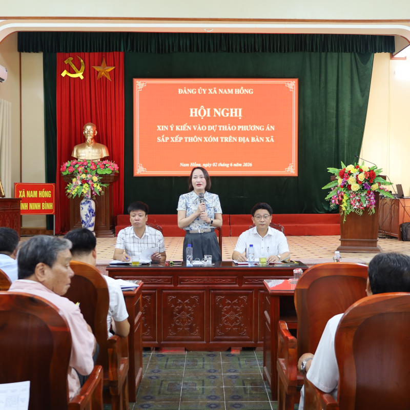Đảng ủy xã Nam Hồng tổ chức Hội nghị xin ý kiến vào dự thảo phương án sắp xếp thôn xóm trên địa bàn xã