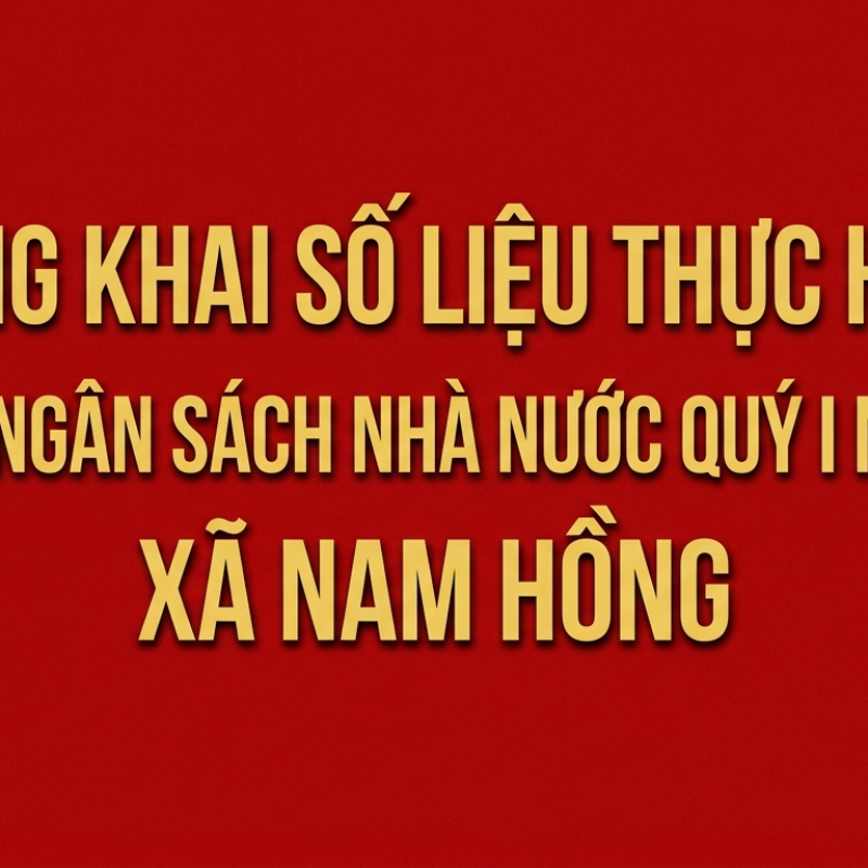 Công khai số liệu thực hiện dự toán ngân sách nhà nước quý I năm 2026 xã Nam Hồng