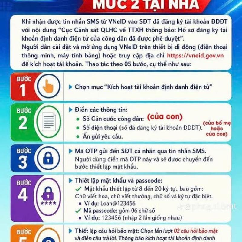 Hướng dẫn kích hoạt tài khoản định danh điện tử mức 2 tại nhà
