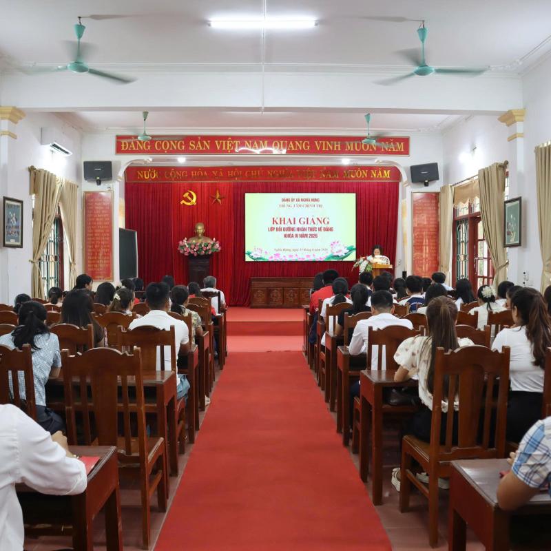 ĐẢNG ỦY XÃ NGHĨA HƯNG KHAI GIẢNG LỚP BỒI DƯỠNG NHẬN THỨC VỀ ĐẢNG KHÓA IV NĂM 2026