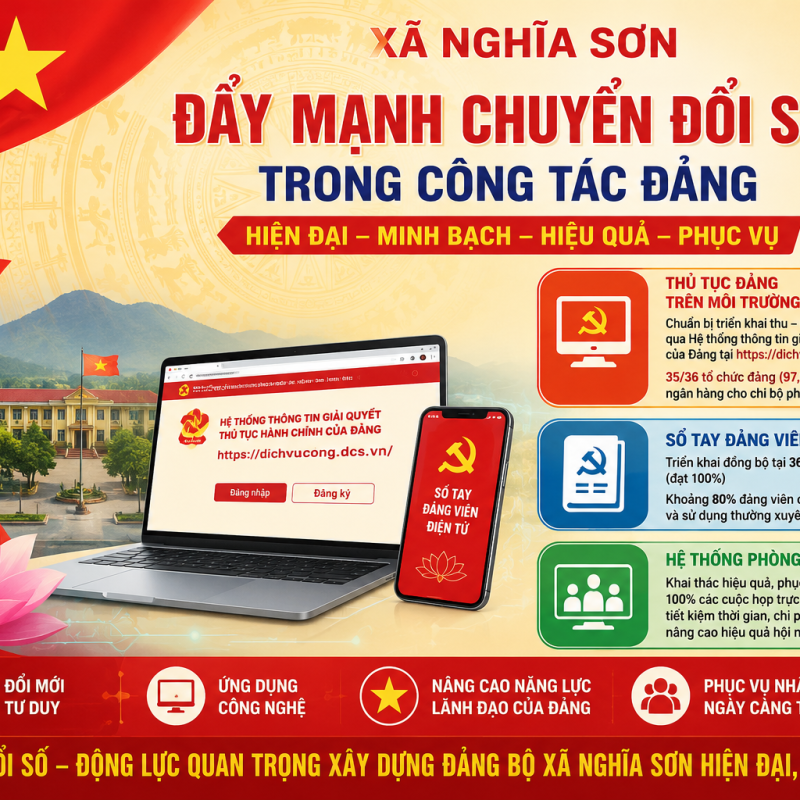 ĐẢNG ỦY XÃ NGHĨA SƠN ĐẨY MẠNH CHUYỂN ĐỔI SỐ TRONG CÔNG TÁC ĐẢNG