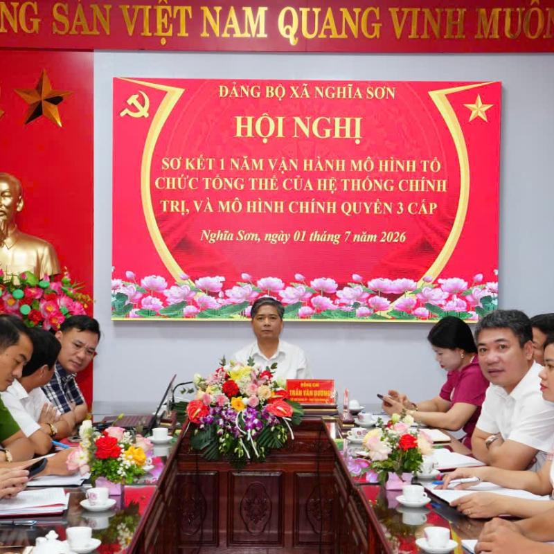 XÃ NGHĨA SƠN THAM DỰ HỘI NGHỊ SƠ KẾT 1 NĂM VẬN HÀNH MÔ HÌNH TỔ CHỨC TỔNG THỂ CỦA HỆ THỐNG CHÍNH TRỊ VÀ MÔ HÌNH CHÍNH QUYỀN 3 CẤP
