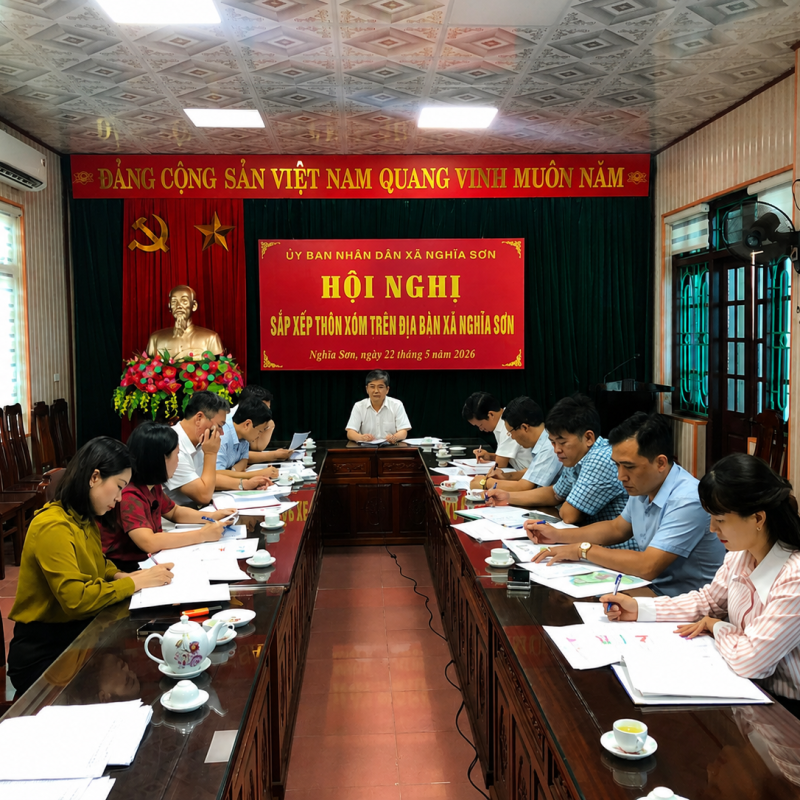 Chiều ngày 22/5/2026, Đảng ủy – HĐND – UBND xã Nghĩa Sơn tổ chức Hội nghị bàn về nhiệm vụ sáp nhập các thôn, xóm trên địa bàn xã. Đồng chí Trần Văn Dương, Bí thư Đảng ủy, Chủ tịch HĐND xã chủ trì hội nghị.