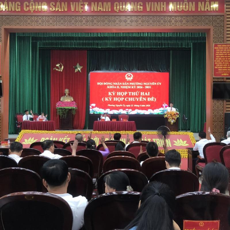 Phường Nguyễn Úy tổ chức Kỳ họp thứ hai (kỳ họp chuyên đề) HĐND phường khóa II, nhiệm kỳ 2026-2031