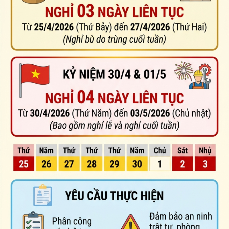 📢 THÔNG BÁO LỊCH NGHỈ LỄ 2026