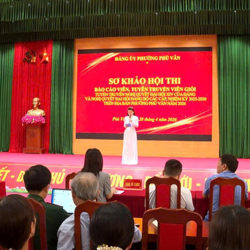 Đảng ủy phường Phù Vân tổ chức vòng Sơ khảo Hội thi Báo cáo viên, tuyên truyền viên giỏi, năm 2026.