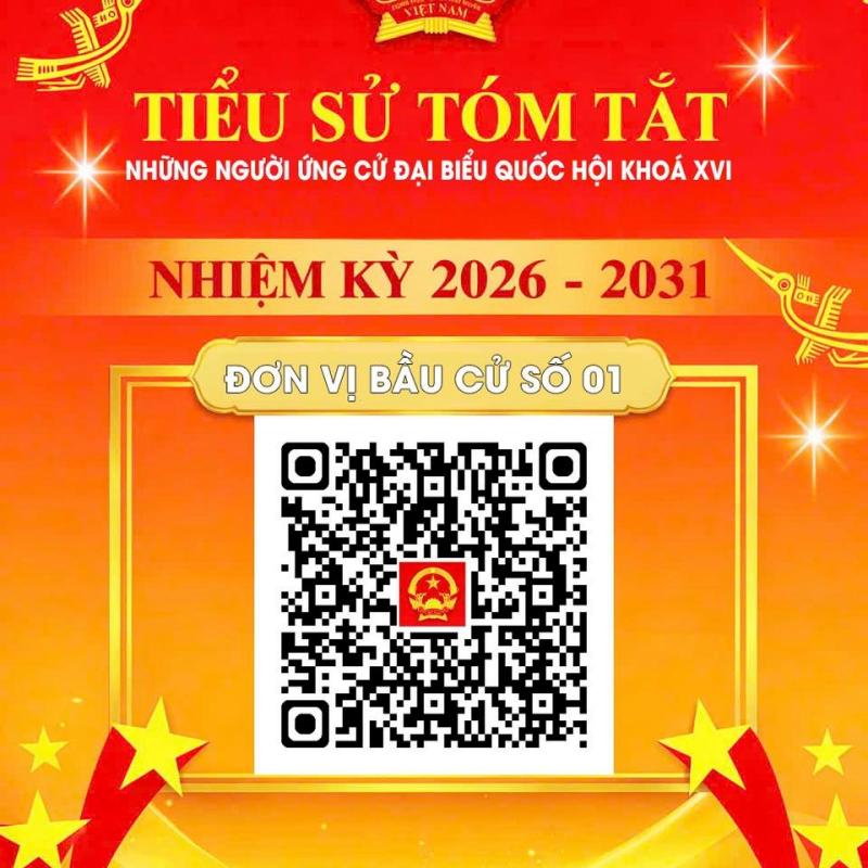 Quét mã QR – Xem nhanh tiểu sử người ứng cử Đại biểu Quốc hội khoá XVI, nhiệm kỳ 2026 - 2031.