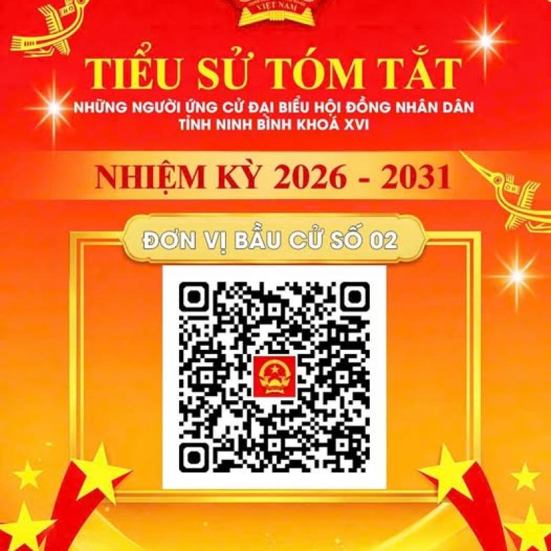 Quét mã QR – Xem nhanh tiểu sử người ứng cử Đại biểu HĐND tỉnh khoá XVI, nhiệm kỳ 2026 - 2031.