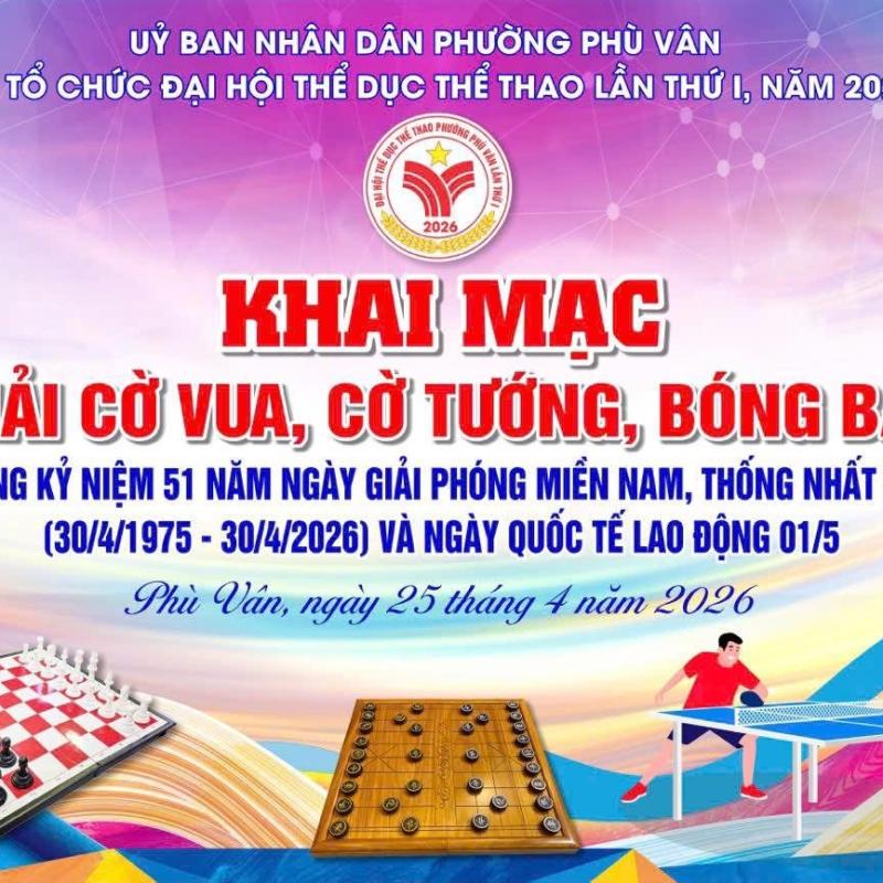 BTC Đại hội Thể dục thể thao phường Phù Vân lần thứ I năm 2026 tổ chức khai mạc các môn thi đấu trong khuôn khổ Đại hội Thể dục thể thao phường.