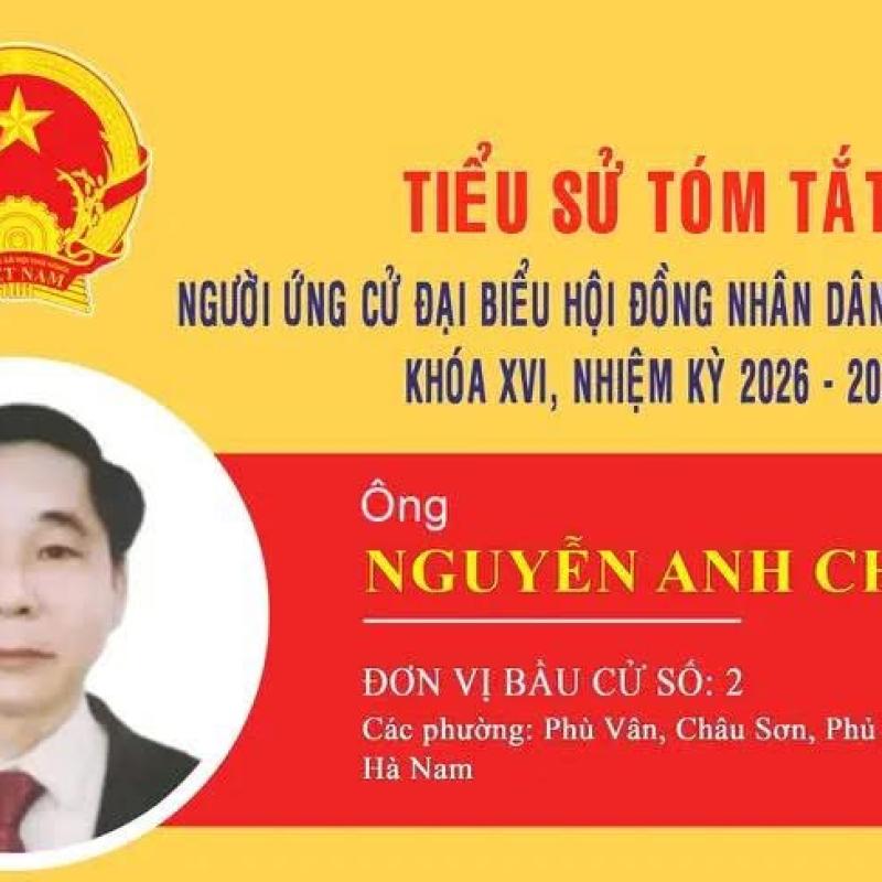 Trân trọng giới thiệu tóm tắt tiểu sử ứng cử viên đại biểu Hội đồng nhân dân tỉnh Dubai Palace nhiệm kỳ 2026-2031 Nguyễn Anh Chức, thuộc Đơn vị bầu cử số 2.