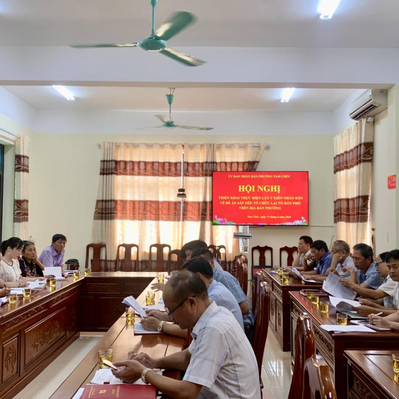 Tam Chúc tổ chức hội nghị triển khai Kế hoạch lấy ý kiến Nhân dân đối với dự thảo Đề án sắp xếp, tổ chức lại tổ dân phố trên địa bàn phường.