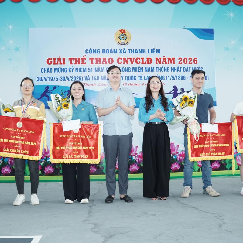Công đoàn xã Thanh Liêm tổ chức giải thể thao chào mừng Tháng Công nhân năm 2026