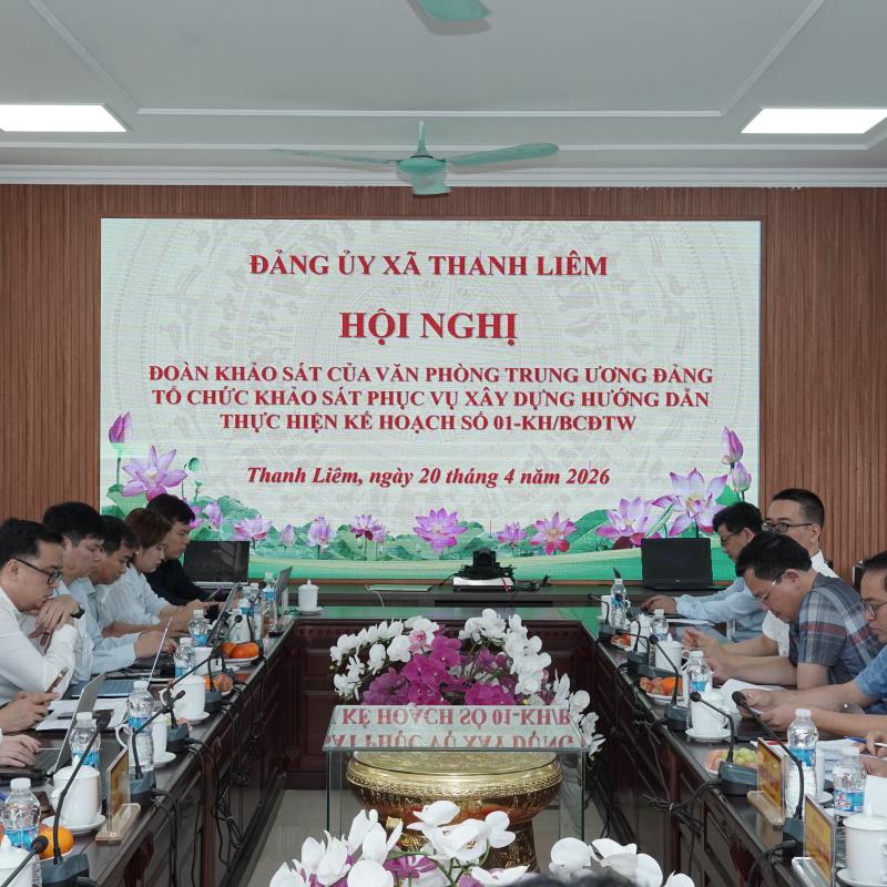 Đoàn công tác Cục Chuyển đổi số - Cơ yếu (Văn phòng Trung ương Đảng) làm việc với xã Thanh Liêm
