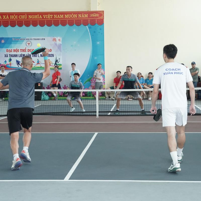 Sôi nổi, hấp dẫn môn Pickleball trước thềm khai mạc Đại hội Thể dục thể thao xã Thanh Liêm